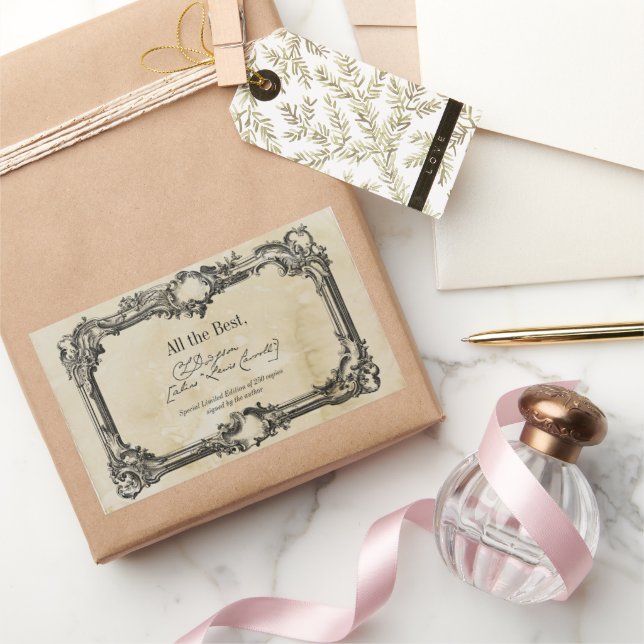 Parchment Signature Author BookPlate Template Rectangular Sticker (Gifting)