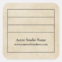 Parchment Square Back of Artwork Label Sticker