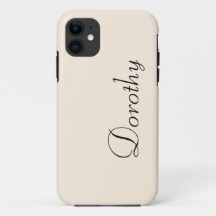 Parchment White Solid Colour Minimalist Name iPhone 11 Case