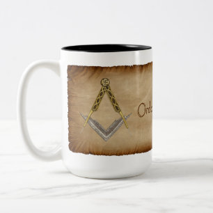 Parchment with Square and Compass Two-Tone Coffee Mug