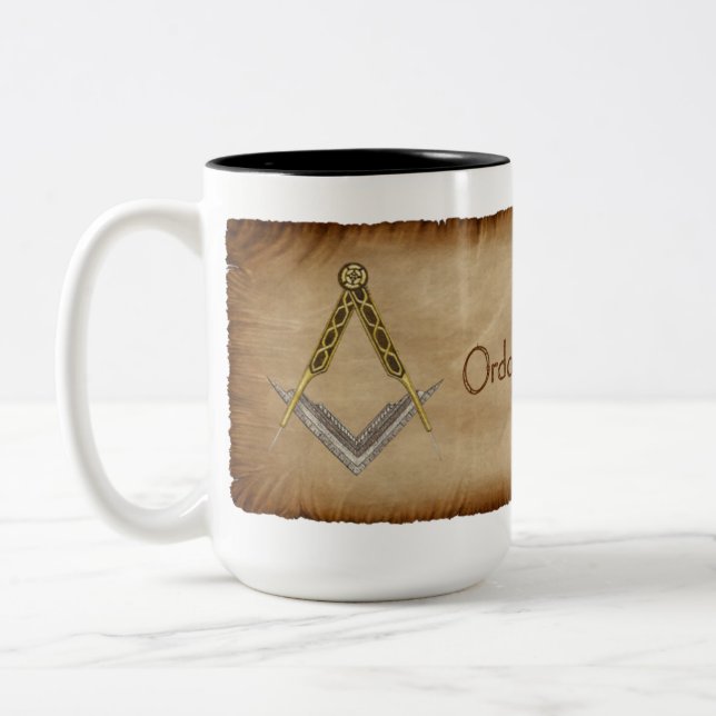 Parchment with Square and Compass Two-Tone Coffee Mug (Left)