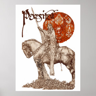 PARCIFAL IN QUEST OF HOLY GRAIL Black White Red Poster