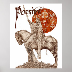 PARCIFAL IN QUEST OF HOLY GRAIL Black White Red Poster