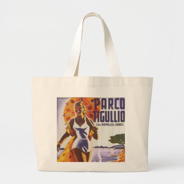 Parco Tigullio Italian Travel Poster Large Tote Bag (Front)
