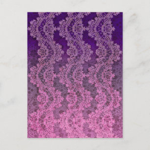 PARDIGON LACE: VINTAGE BOLD BURGUNDY and PINK Postcard