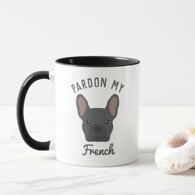 Pardon my French Blue French Bulldog Coffee Mug (With Donut)
