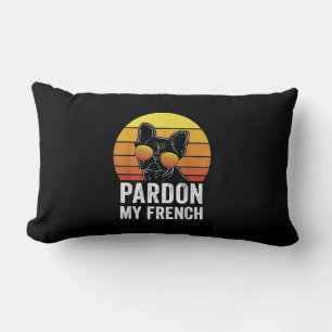 Pardon My French Dog Lover Gift Frenchie Bulldog Lumbar Cushion