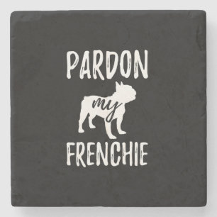 pardon my frenchie french bulldog owners gift stone coaster
