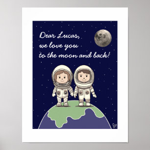 Parent astronauts with muted colours 2 by Jo Image Poster