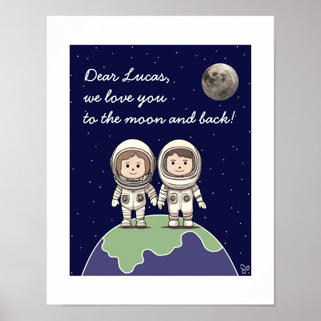 Parent astronauts with muted colours 2 by Jo Image Poster (Front)