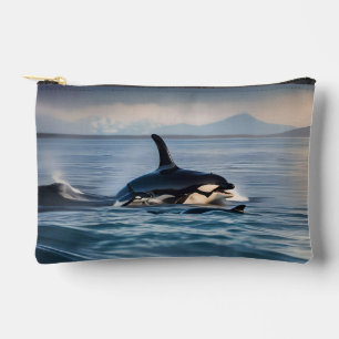 Parental Bliss: Mummy And Baby Orcas In The Ocean, Accessory Pouch