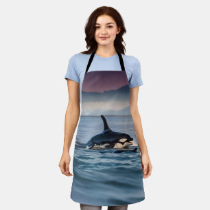Parental Bliss: Mummy And Baby Orcas In The Ocean, Apron