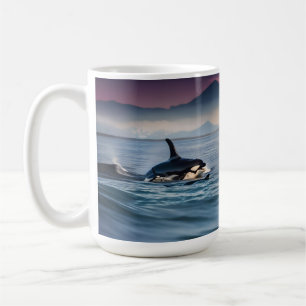 Parental Bliss: Mummy And Baby Orcas In The Ocean, Coffee Mug