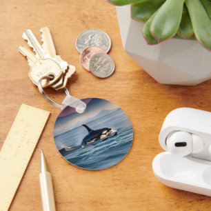 Parental Bliss: Mummy And Baby Orcas In The Ocean, Key Ring