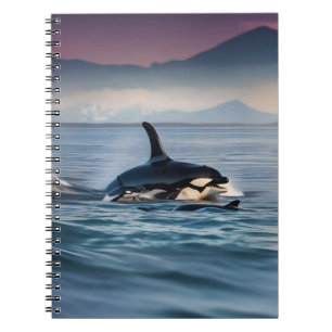 Parental Bliss: Mummy And Baby Orcas In The Ocean, Notebook