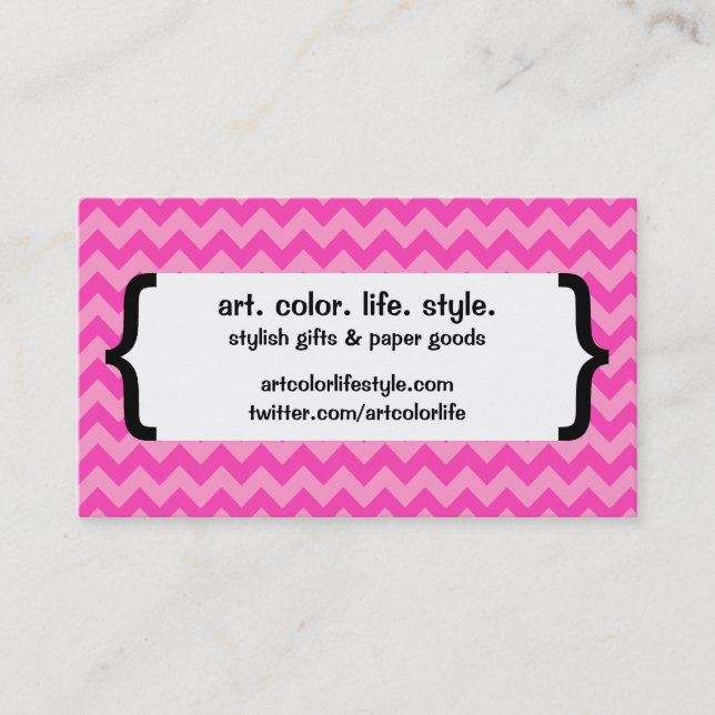 { Parenthetically Pink Zig Zag } Business Card (Front)
