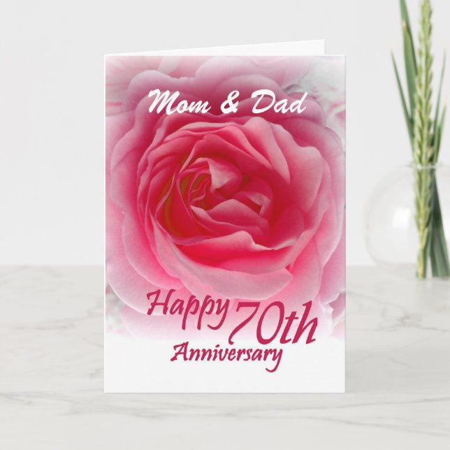 PARENTS 70th Anniversary with Pink Rose Card (Front)