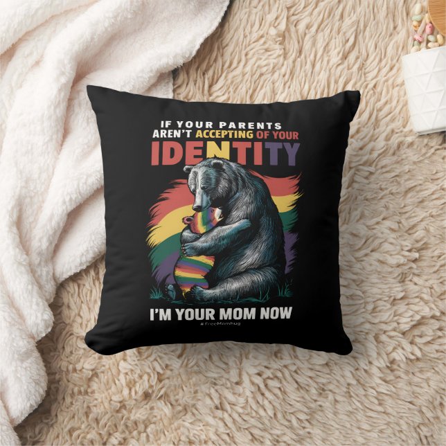 Parents Accepting Im Your Mum Now Bear Hug LGBTQ  Cushion (Blanket)