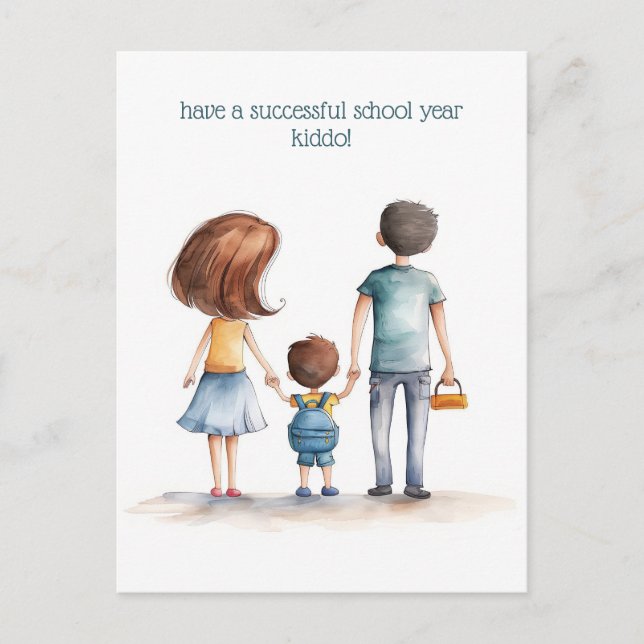 Parents and the School Kid Postcard (Front)