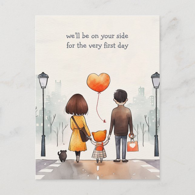 Parents and the School Kid Postcard (Front)