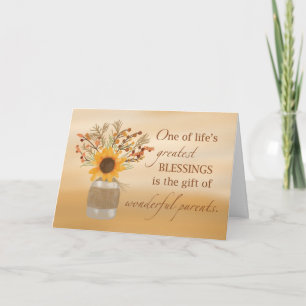 Parents are Blessings at Thanksgiving Sunflower Card