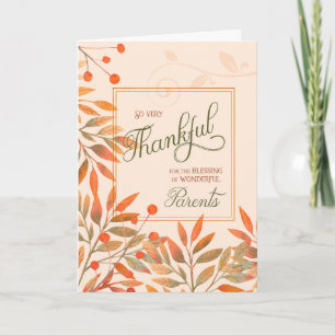 Parents Autumn Harvest Leaves Thanksgiving Holiday Card