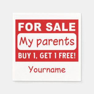 PARENTS FOR SALE custom paper napkins