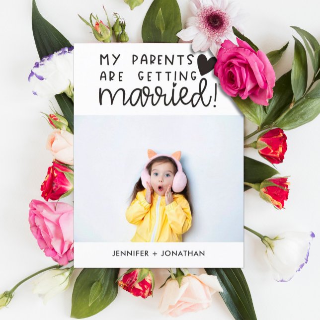 Parents getting married child photo save the date  announcement postcard (Creator Uploaded)
