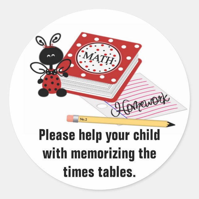 Parent's Homework Reminder Stickers (Front)