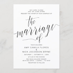 Parents hosting, Black Calligraphy, Marriage Invitation