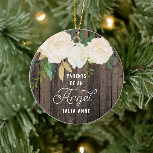 Parents Of An Angel Personalised Infant Loss  Ceramic Ornament (Tree)