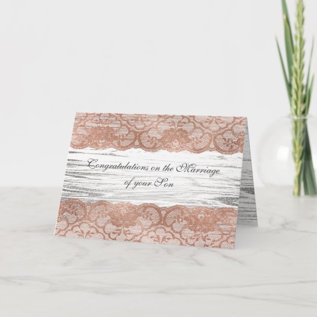 Parents of Bride Congratulations Pink Rose Gold Card (Front)