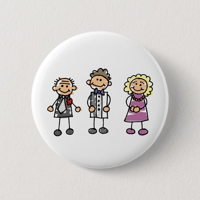 Parents Of The Groom On Wedding Day 6 Cm Round Badge (Front)
