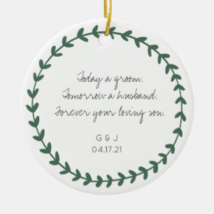 Parents of the Groom Thank You Gift - Simple Ceramic Ornament