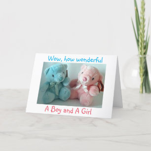 PARENTS OF TWIN BOY/TWIN GIRL CONGRATULATIONS CARD