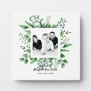Parents Photo BAPTISM Keepsake Gift - Botanical Plaque