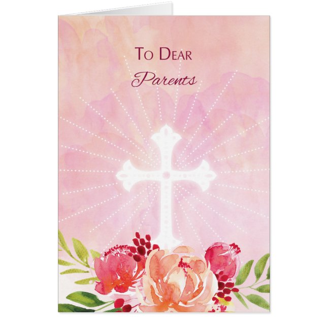 Parents Religious Easter Blessings Watercolor Look (Front)
