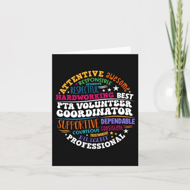 Parents Teacher Ociation Pta Volunteer Coordinator Card (Front)