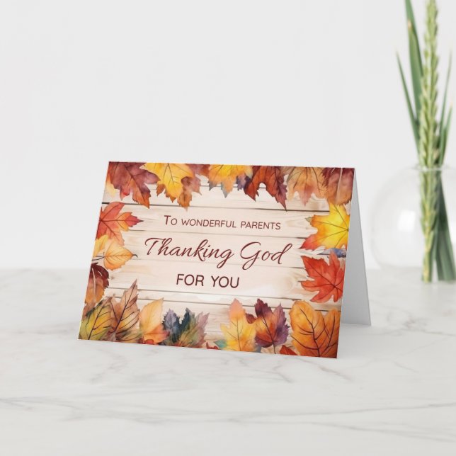 Parents Thanksgiving Religious Giving Thanks Autum Card (Front)