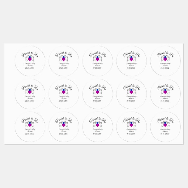 Parents to be blue pink baby shower honey bee text (Sheet)