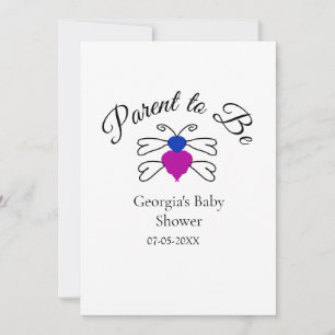 Parents to be blue pink baby shower honey bee text invitation