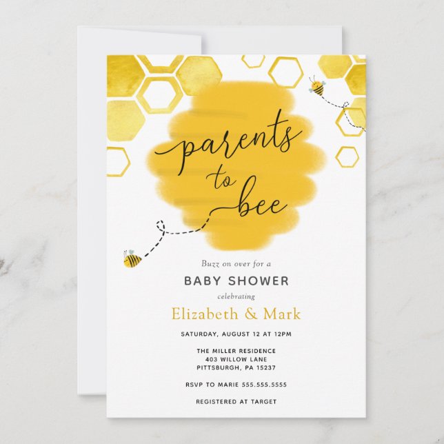 Parents to Bee Baby Shower Invitation (Front)