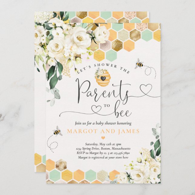 Parents To Bee Gender Neutral Bee Baby Shower Invitation (Front/Back)
