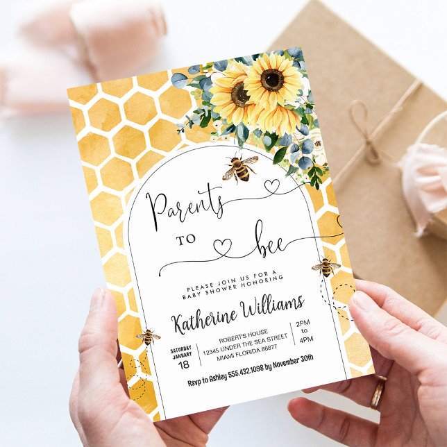 Parents To Bee Honey Bee Theme Baby Shower Invitation (Creator Uploaded)