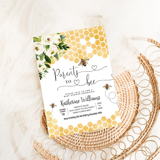 Parents To Bee Honey Bee Theme Baby Shower Invitation (Creator Uploaded)