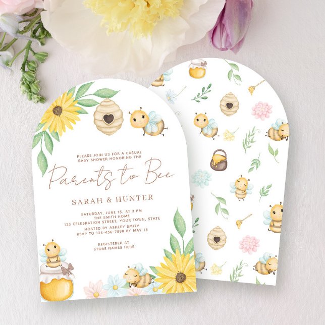 Parents to Bee Watercolor Bumblebee Baby Shower Invitation (Creator Uploaded)