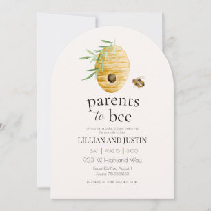 Parents To Bee Watercolor Honey Bee Baby Shower  Invitation