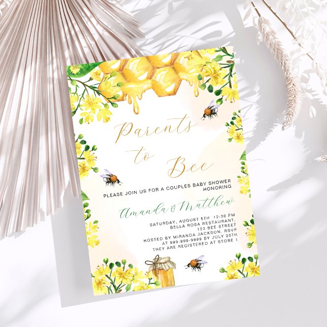 Parents to bee yellow florals Baby Shower Invitation (Creator Uploaded)
