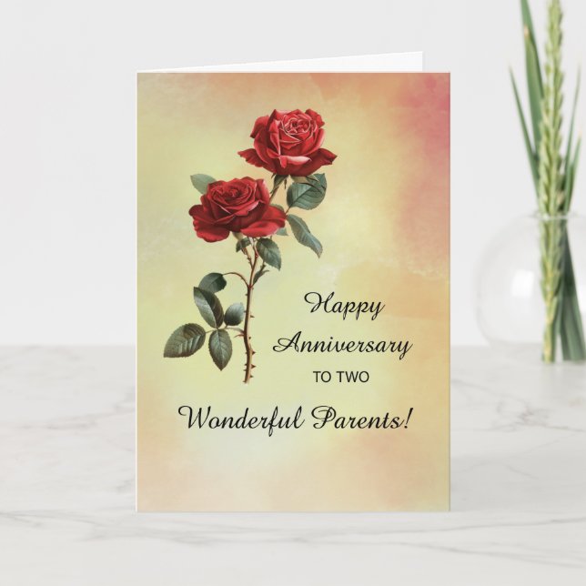 Parents Wedding Anniversary Beautiful Red Roses Card (Front)