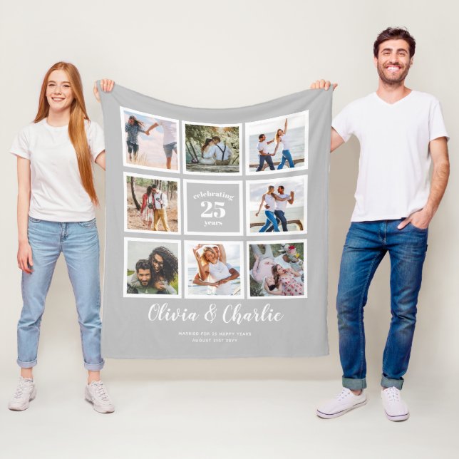 Parents Wedding Anniversary PHOTO Custom Branded   Fleece Blanket (In Situ)